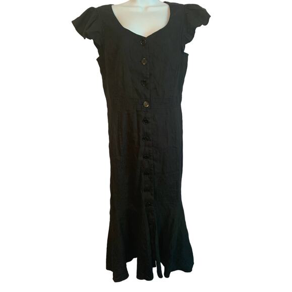 RP Rachel Parcell NWT Nordstrom Black Women's Medium Linen Button Front Dress - Picture 1 of 6